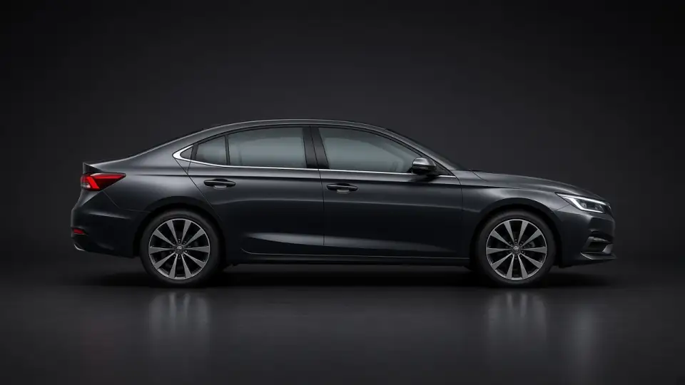 Dark sedan na car, side view